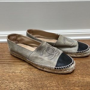 Chanel Espadrille Velvet Cap Toe CC Monogram Flats